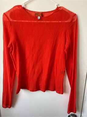Vintage Versus by Gianni Versace Orange Lace Long-Sleeve Tee